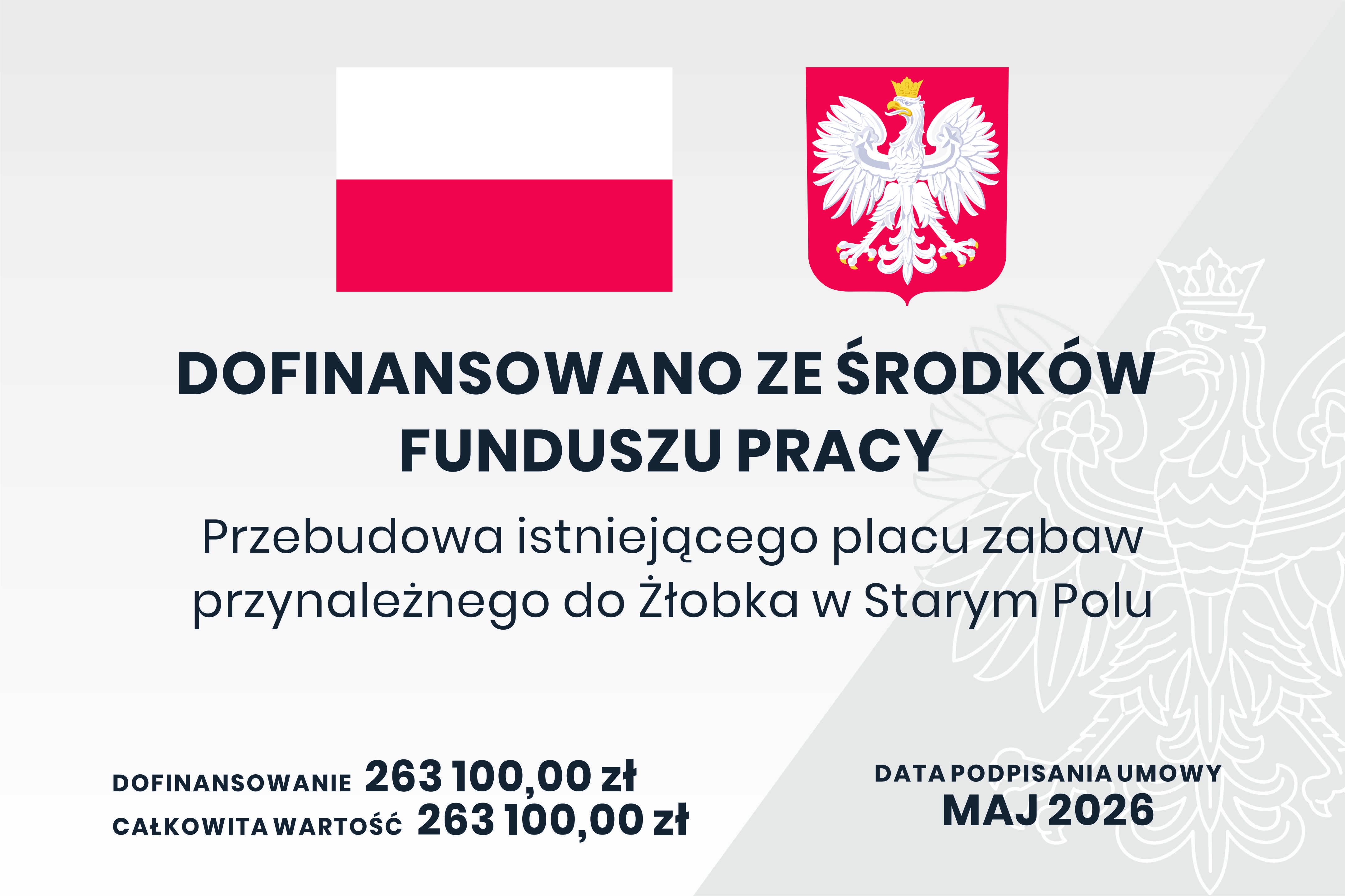 Grafika informująca o dofinansowaniu placu zabaw przy Żłobku