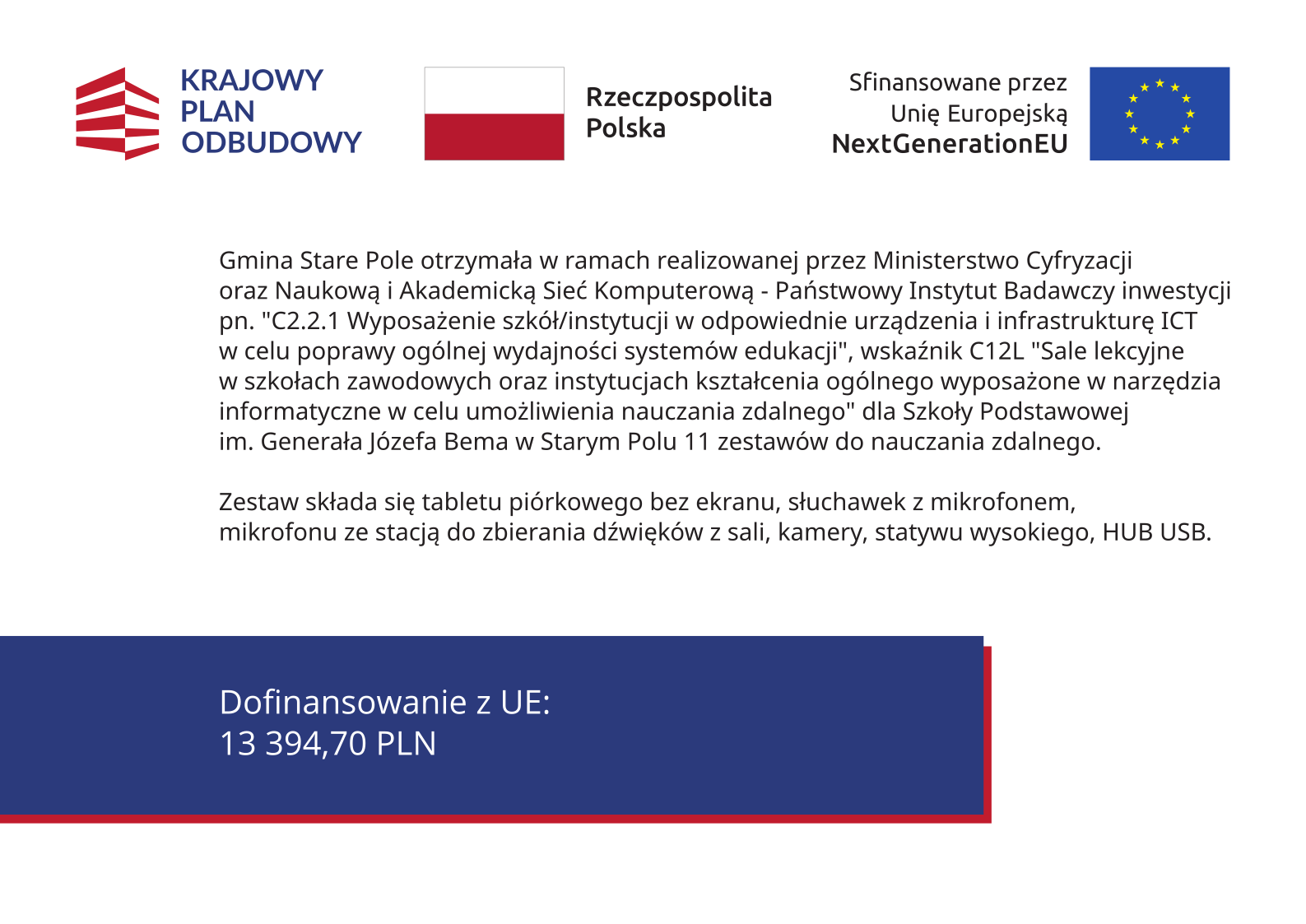 Dofinansowanie dla szkoły