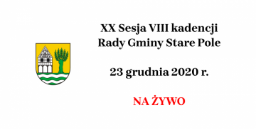 Grafika informująca o terminie XX Sesji VIII kadencji Rady Gminy