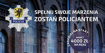 Plakat z danymi kontaktowymi do uzyskania informacji na temat naboru do Policji