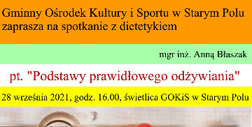 Plakat zachęcający do udziału w spotkaniu edukacyjnym z dietetykiem