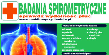 Plakat informujący o bezpłatnych badania profilaktycznych w kierunku wykrywania chorób płuc