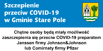 Plakat informujący o miejscu i terminie szczepień przeciwko COVID-19