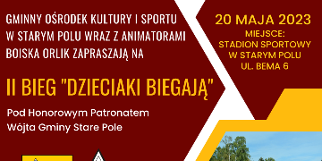 Plakat informujący o zawodach pt. "Dzieciaki Biegają"